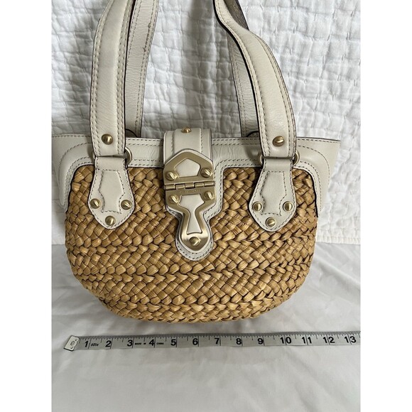 Michael Kors Straw And Ivory Leather Handbag EUC - Picture 10 of 11